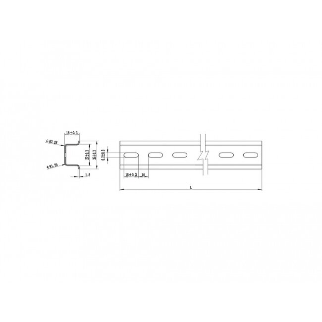 Delock DIN Rail 35 x 15 mm (100 cm) Aluminium