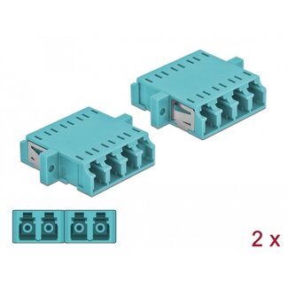 DeLOCK Delock Optical Fiber Coupler LC Quad female to LC Quad female Multi-mode 2 pieces light blue