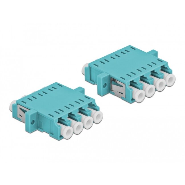 Delock Optical Fiber Coupler LC Quad female to LC Quad female Multi-mode 2 pieces light blue