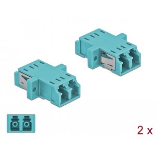 DeLOCK Delock Optical Fiber Coupler LC Duplex female to LC Duplex female Multi-mode 2 pieces light blue