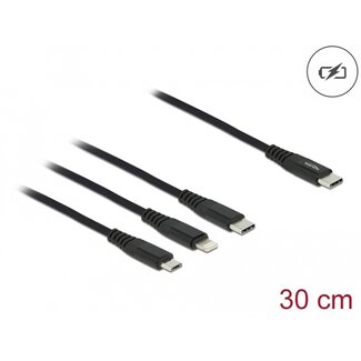 DeLOCK Delock USB Charging Cable 3 in 1 USB Type-C™ to Lightning™ / Micro USB / USB Type-C™ 30 cm