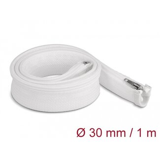 DeLOCK Delock Braided Sleeve with zip fastener heat-resistant 1 m x 30 mm white