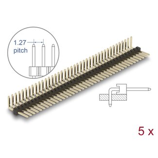 DeLOCK Delock Pin header 40 pin, pitch 1.27 mm, 1-row, angled, 5 pieces