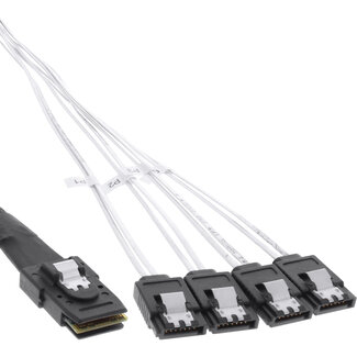 InLine® InLine® SAS kabel, Mini SAS SFF8087 naar 4x SATA, 1:1, OCR, 1m