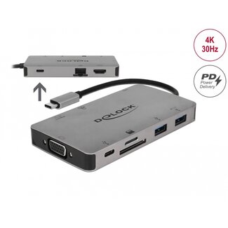 DeLOCK Delock USB Type-C™ Docking Station 4K - HDMI / VGA / USB 3.1 / SD / LAN / PD 3.0