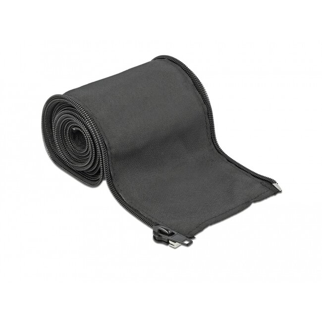 Delock Woven Sleeve with zip fasterner heat-resistant 2 m x 35 mm black