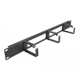 DeLOCK Delock 19″ Cable Management Routing Panel with 2 openings and 3 hooks 1U black