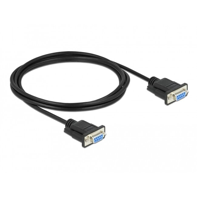 Delock Serial Cable RS-232 D-Sub9 female to female null modem with narrow plug housing 2 m