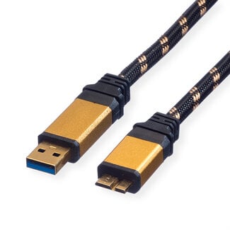 Roline ROLINE GOLD USB 3.2 Gen 1 Kabel, USB A - Micro B, M/M, 0,8 m