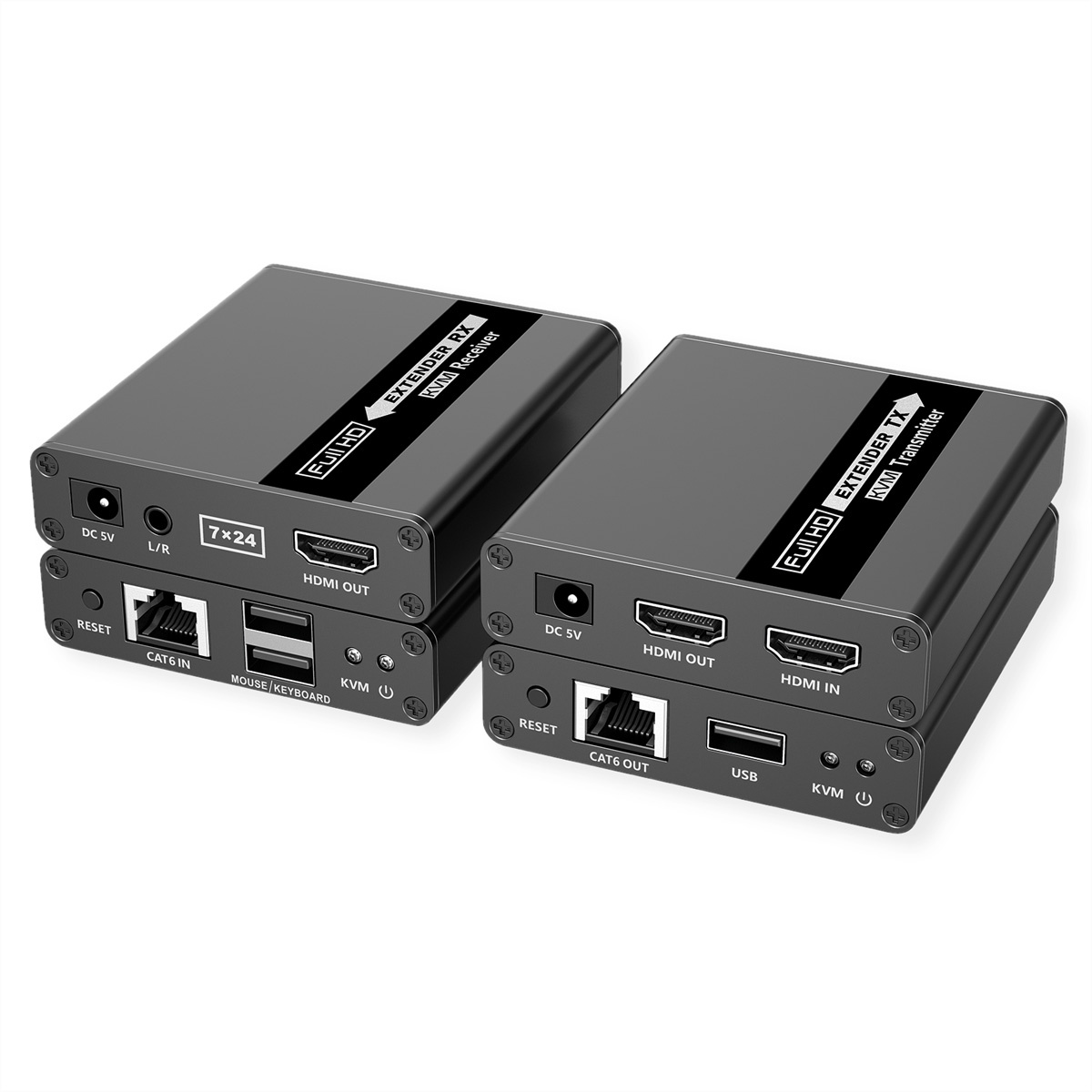 HDMI en USB Verlenger - 2x USB-A - Full HD 60Hz - 1 UTP Kabel - Maximaal 70 meter - Zwart