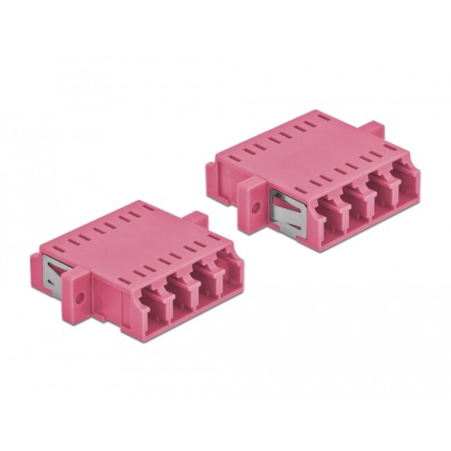 Delock Optical Fiber Coupler LC Quad female to LC Quad female Multi-mode 2 pieces violet
