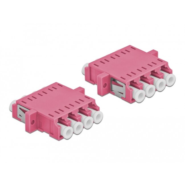 Delock Optical Fiber Coupler LC Quad female to LC Quad female Multi-mode 2 pieces violet