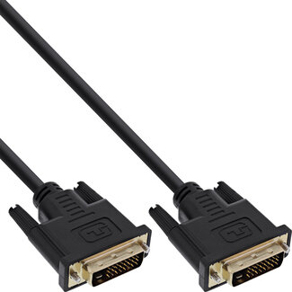 InLine® InLine® DVI-D kabel, Premium, 24+1 M/M, Dual Link, verguld, 2m