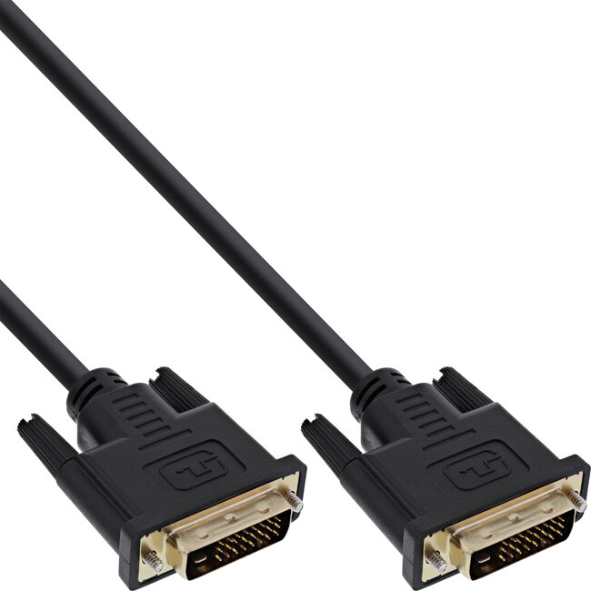 InLine® DVI-D kabel, Premium, 24+1 M/M, Dual Link, verguld, 2m