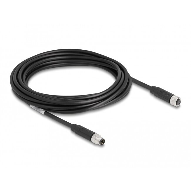 Delock M8 3 pin Cable A-coded male to female PUR (TPU) 5 m