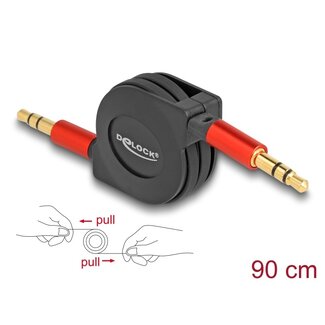DeLOCK Delock Audio Retractable Cable 3.5 mm 3 Pin Stereo jack male to male 90 cm