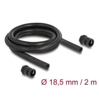 DeLOCK Delock Cable protection sleeve 2 m x 18.5 mm with 2 x PG13.5 conduit fitting set black