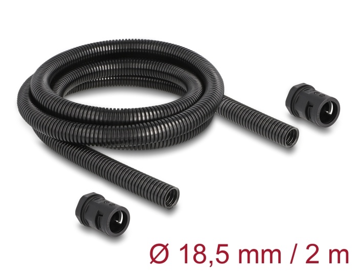 Delock Cable protection sleeve 2 m x 18.5 mm with PG13.5 conduit fitting set black |