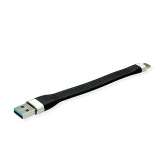 Roline ROLINE USB 3.2 Gen 1 Siliconen kabel, A-C, M/M, zwart, 11 cm