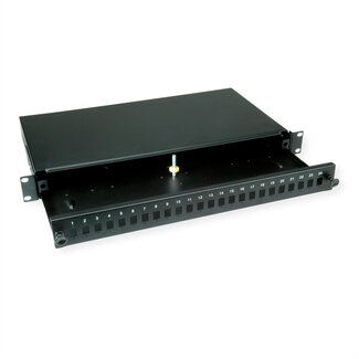 Value VALUE 19" glasvezel patchbox, leeg 1 HE, uittrekbaar, geschikt voor 24x SC-DX of 24x LC 4-voudig