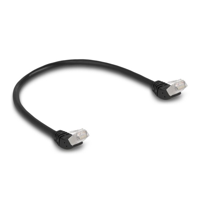 Delock RJ45 Network Cable Cat.6A S/FTP 45° upwards angled 0.5 m black