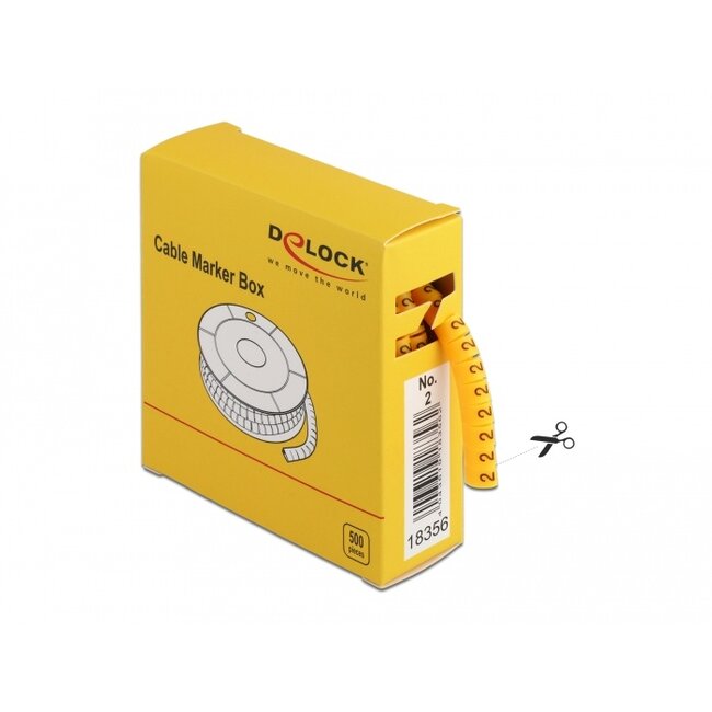 Delock Cable Marker Box, No. 2, yellow, 500 pieces