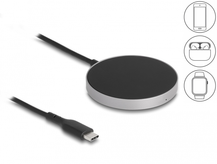 Delock Wireless Charger with 5 W / 7.5 W / 10 W / 15 W - Inductive Charging Pad |