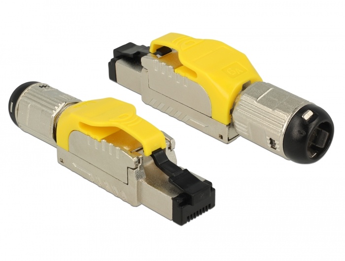 DeLOCK 86287. Aansluiting(en): RJ-45, Kleur van het product: Zilver, Geel, Materiaal: Zink. Breedte: 18,4 mm, Diepte: 66 mm, Hoogte: 13,8 mm. Type verpakking: Polybag