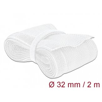 DeLOCK Delock Braided Sleeving with Hook-and-Loop Fastener 2 m x 32 mm white