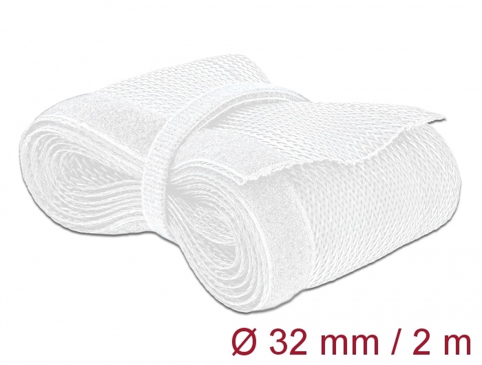 DeLOCK 20703. Kleur van het product: Wit, Materiaal: Polyester, Temperatuur, in bedrijf: -40 - 125 °C. Diameter: 3,2 cm, Lengte: 2 m