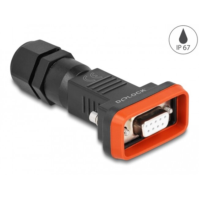 Delock D-Sub 9 pin female with housing IP67 waterproof