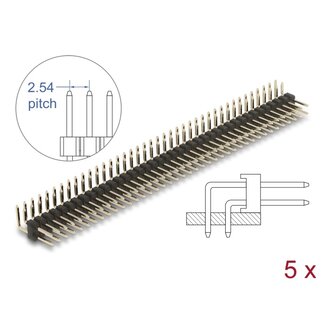 DeLOCK Delock Pin header 40 pin, pitch 2.54 mm, 2-row, angled, 5 pieces