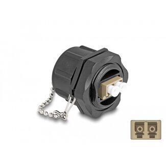 DeLOCK Delock Optical fiber built-in connector LC Duplex to LC Duplex with protective cap Multi-mode IP68 dust and waterproof