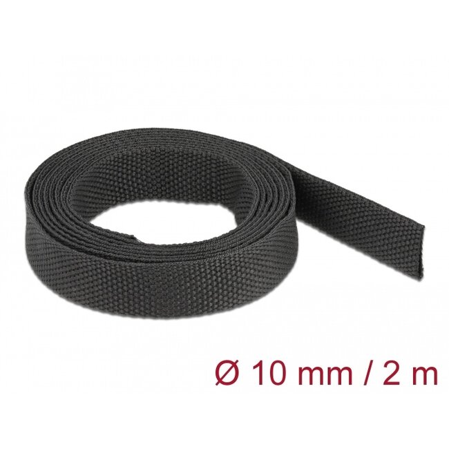 Delock Fabric heat shrink tube 2 m x 10 mm shrinkage ratio 2:1 black