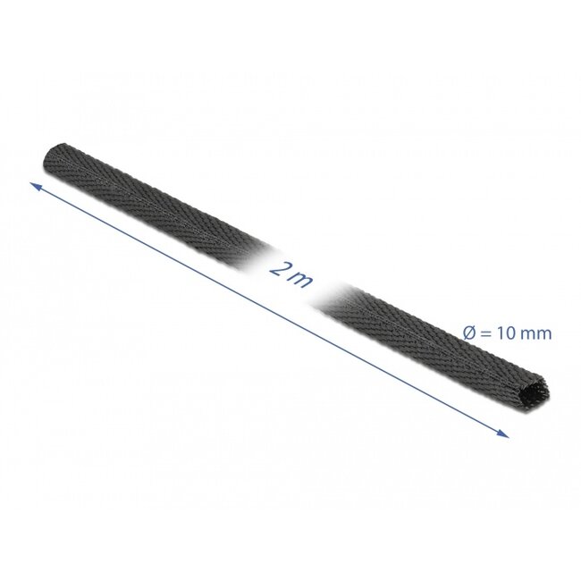 Delock Fabric heat shrink tube 2 m x 10 mm shrinkage ratio 2:1 black
