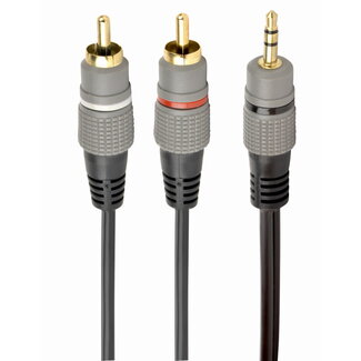 Cablexpert 3.5 mm stereo adapter naar 2x RCA adapter, 1.5 m kabel, metalen connectoren