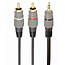 3.5 mm stereo adapter naar 2x RCA adapter, 1.5 m kabel, metalen connectoren