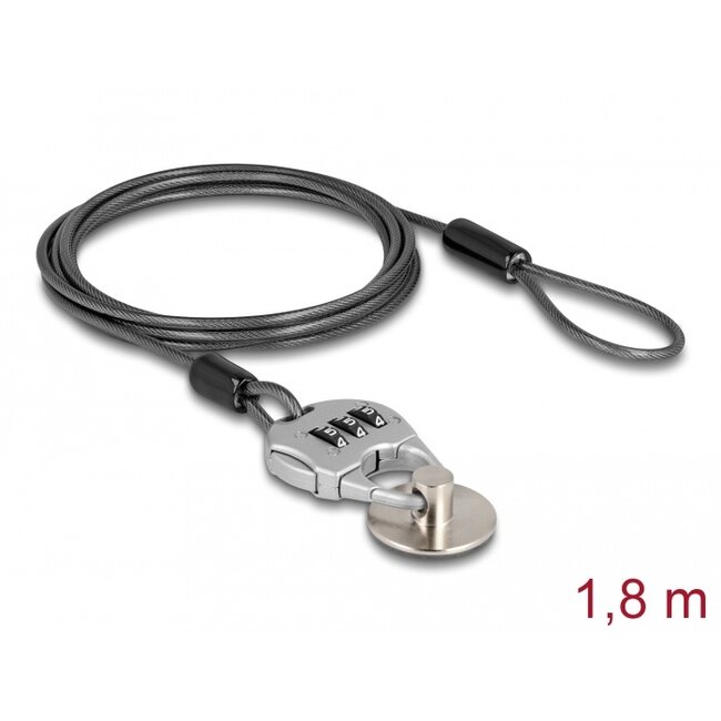 Navilock Security cable for tablets and smartphones with combination lock and steel plate with adhesive pad