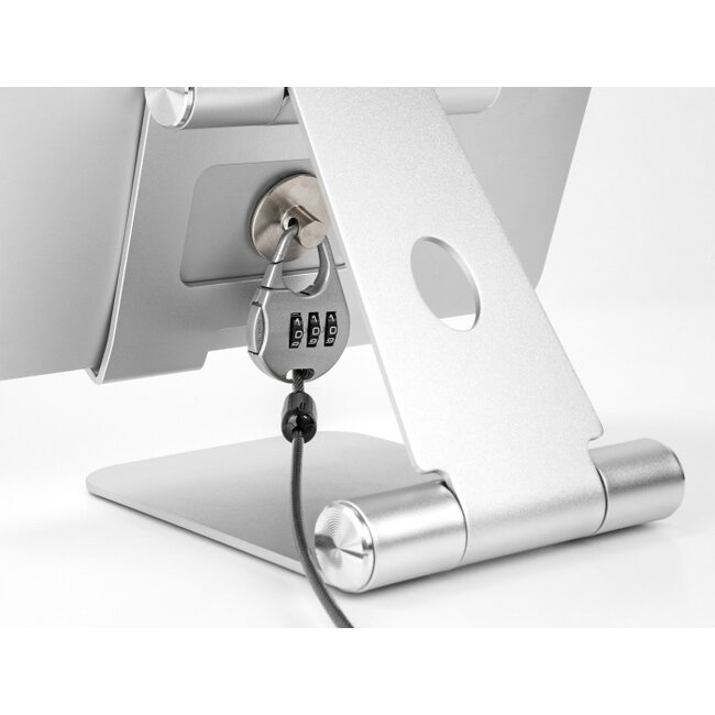 Navilock Security cable for tablets and smartphones with combination lock and steel plate with adhesive pad