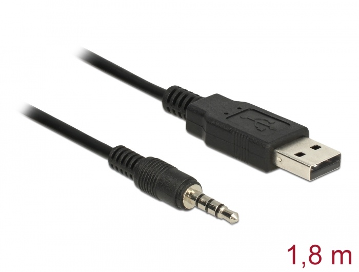 DeLOCK 1.8m USB2.0-A/3.5mm Zwart