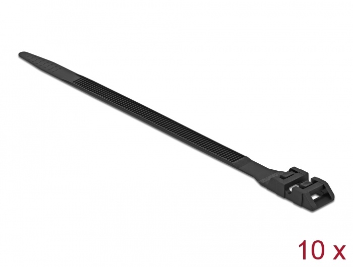Delock Cable Tie with Double Locking L 1000 x W 9 mm black 10 pieces |