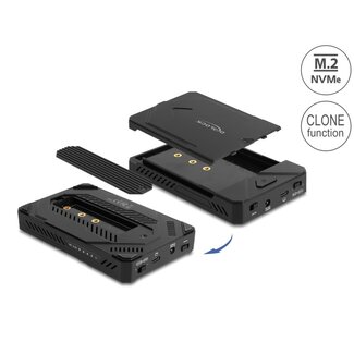 DeLOCK Delock USB Type-C™ Enclosure for 1 x M.2 NVMe SSD + 1 x 2.5″ SATA SSD / HDD with Clone Function