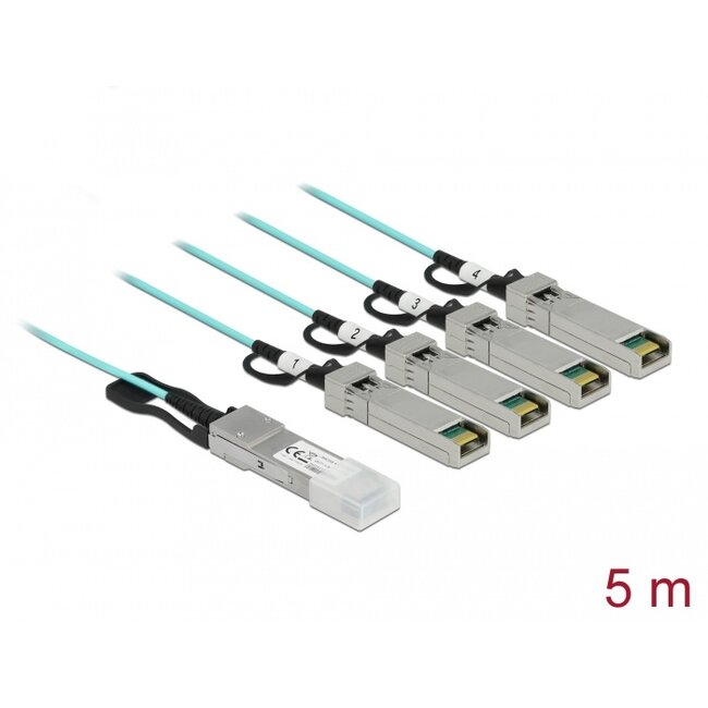 Delock Active Optical Cable QSFP+ to 4 x SFP+ 5 m