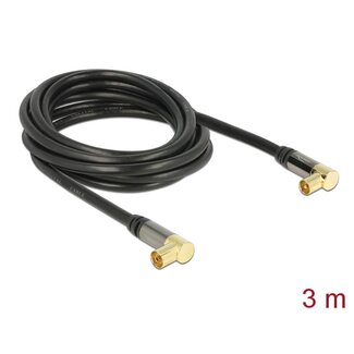 DeLOCK Delock Antenna Cable IEC Plug Angled > IEC Jack Angled RG-6/U 3 m black