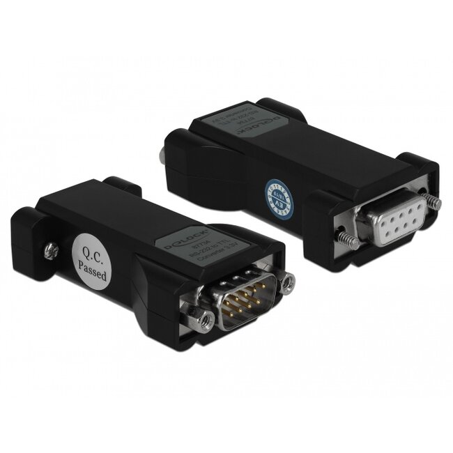 Delock Converter 1 x Serial RS-232 DB9 female to 1 x Serial LVTTL / LVCMOS 3.3 V DB9 male with ESD protection 3 kV and extended temperature range