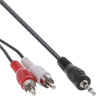 InLine® InLine® Audiokabel, 2x Tulp M naar 3.5mm M stereo, 1m