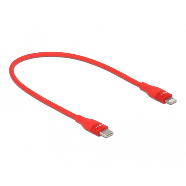 Delock Data and charging cable USB Type-C™ to Lightning™ for iPhone™, iPad™ and iPod™ red 0.5 m MFi