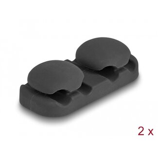 DeLOCK Delock Cable holder with 4 feed-throughs self-adhesive black set 2 pieces