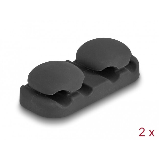 Delock Cable holder with 4 feed-throughs self-adhesive black set 2 pieces