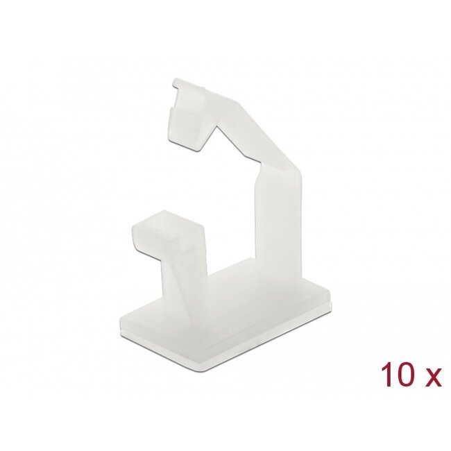 Delock Cable holder with locking clip self-adhesive natural 10 pieces